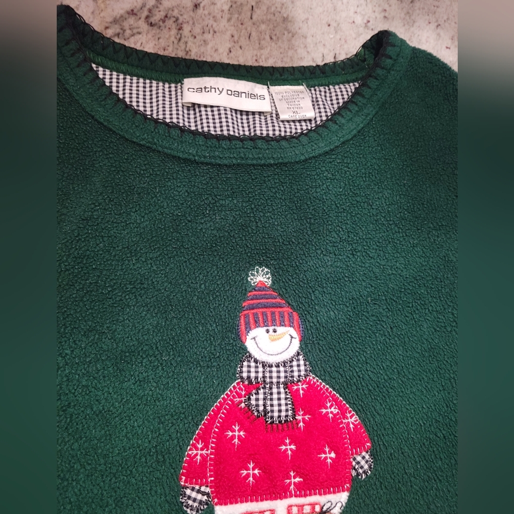 Cathy Daniels Dark Green Fleece Snowman With Gingham Accessories,XL So Adoreable